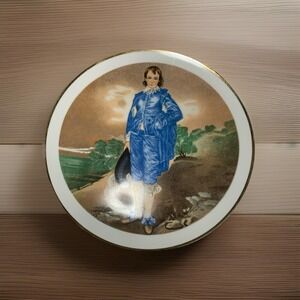 8" Blue Boy Plate Gold Trim Signed Japan HB Numbered